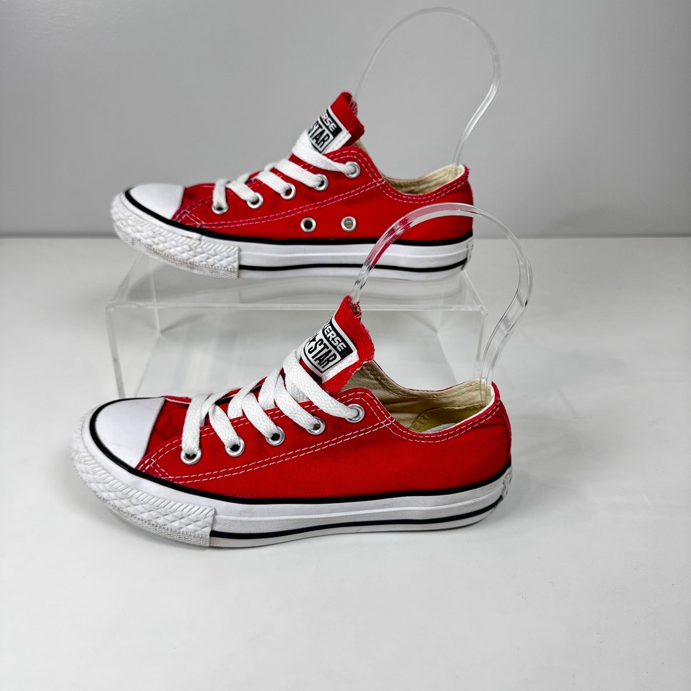 Converse Chuck Taylor All Star Kids 13 Low Top Red Canvas Retro Skate Sneakers